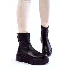 PL5 Bottes en cuir pour femmes sur la plate-forme noire 4