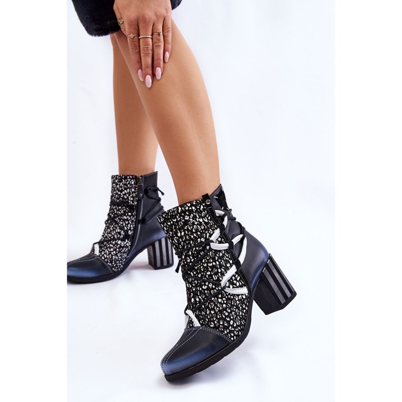 Talons Hauts en Cuir pour Femme Maciejka 05605-01 Noir et Blanc 2