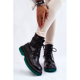 Bottes à lacets pour femmes avec semelle verte Trinah noire 1