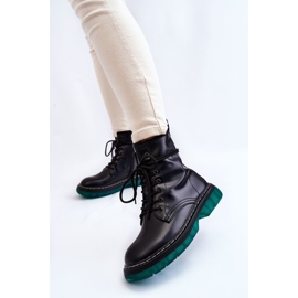 Bottes à lacets pour femmes avec semelle verte Trinah noire 2