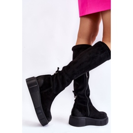 PL5 Bottes aux genoux en daim à plateforme Black Spectrum le noir 7