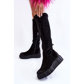 PL5 Bottes aux genoux en daim à plateforme Black Spectrum le noir 2