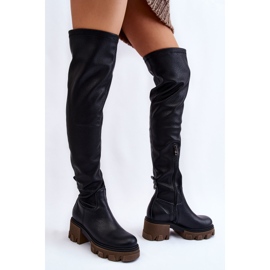 PL5 Cuissardes en cuir pour femmes à la mode Noir Venise le noir 3