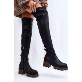 PL5 Cuissardes en cuir pour femmes à la mode Noir Venise le noir 2