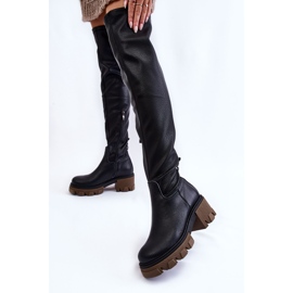PL5 Cuissardes en cuir pour femmes à la mode Noir Venise le noir 4