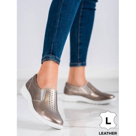 Kylie Chaussures en cuir doré d'or 2