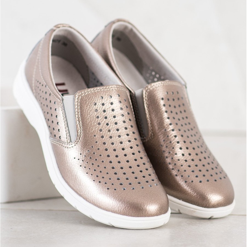 Kylie Chaussures en cuir doré 1