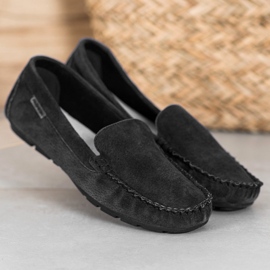 Vinceza Mocassins en cuir classiques le noir 2