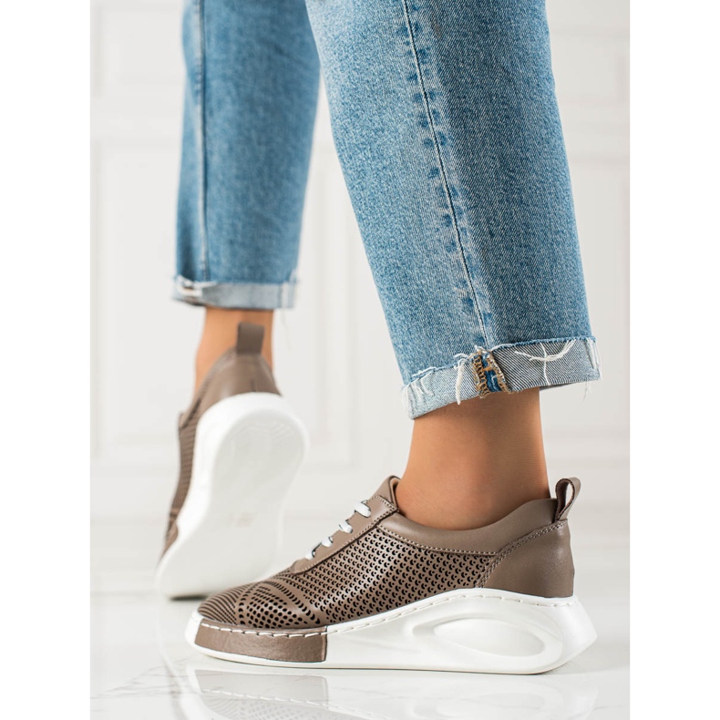 ARTIKER Baskets légères en cuir brun 1