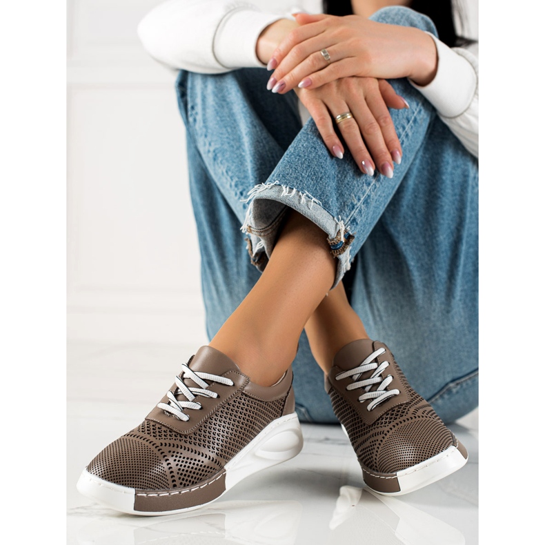 ARTIKER Baskets légères en cuir brun 2