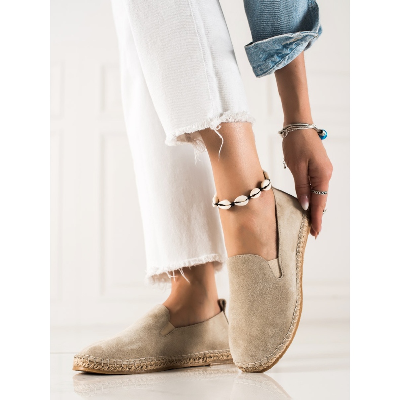 T.Sokolski Espadrilles en cuir classiques beige brun 1