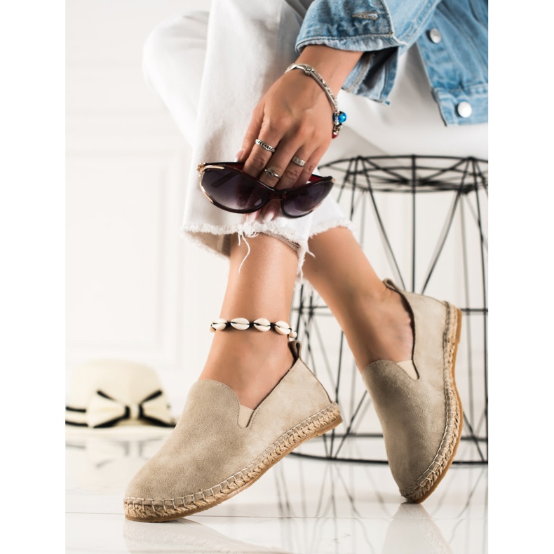 T.Sokolski Espadrilles en cuir classiques beige brun 2