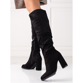 Bottes pour femmes Shelovet en daim écologique noir le noir 1