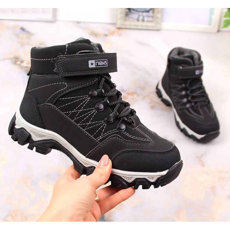 Chaussures de randonnée isolées en laine de mouton eVento Jr EVE390 noir 1