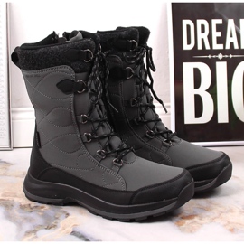 Bottes de neige imperméables grises à lacets et à glissière DK 2105 2