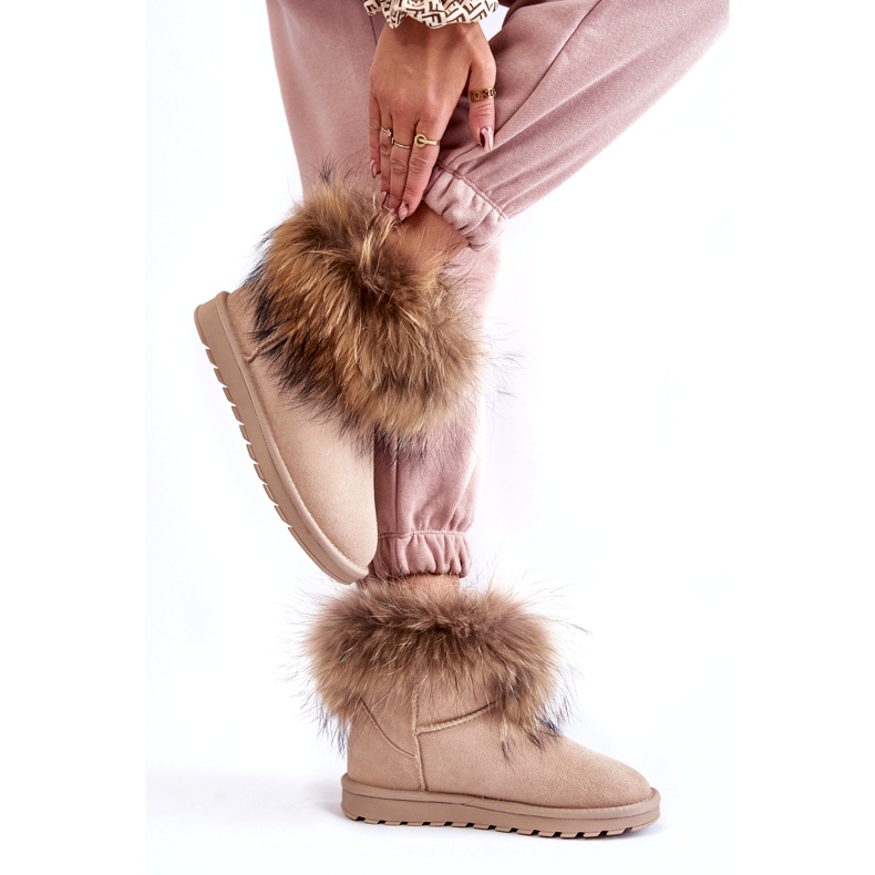 FS1 Bottes De Neige Femme En Daim Avec Fourrure Beige Alexa 3