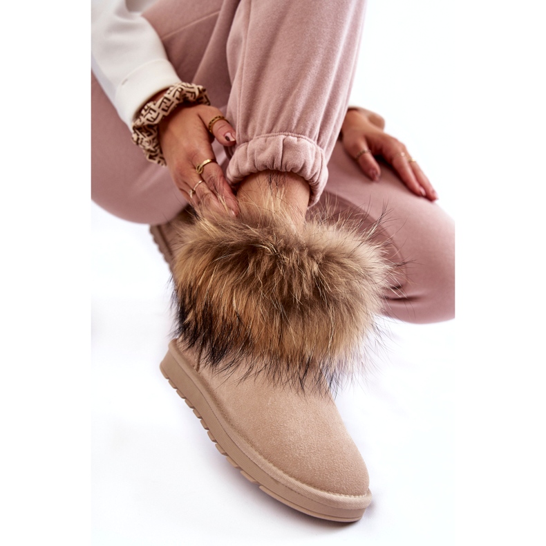 FS1 Bottes De Neige Femme En Daim Avec Fourrure Beige Alexa 4