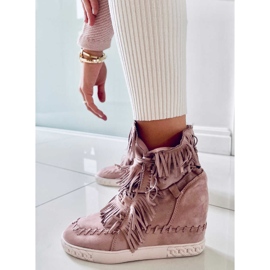 BM Baskets à franges en daim Peggy Pink rose 1