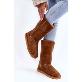 PA1 Reyma Bottes de neige hautes en daim isolées pour femmes Camel brun 3