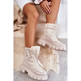 PM1 Bottes de neige chaudes beiges pour femmes avec fermeture éclair Marit 5