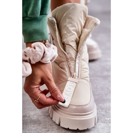 PM1 Bottes de neige chaudes beiges pour femmes avec fermeture éclair Marit 3