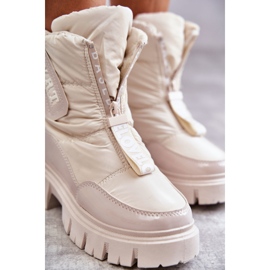 PM1 Bottes de neige chaudes beiges pour femmes avec fermeture éclair Marit 1