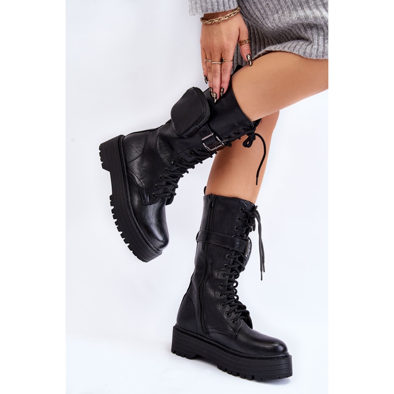 BM Bottes Bov pour femmes avec lacets de rein Noir Lillien le noir 2