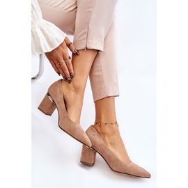 PS1 Escarpins à talons hauts en daim classiques avec embellissements Derren beiges brun 6