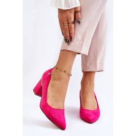 Escarpins à talons hauts en daim classiques avec embellissement Derren fuchsia rose 1