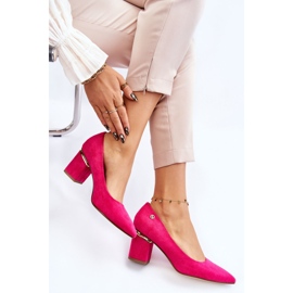 Escarpins à talons hauts en daim classiques avec embellissement Derren fuchsia rose 7