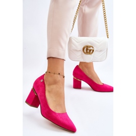 Escarpins à talons hauts en daim classiques avec embellissement Derren fuchsia rose 2
