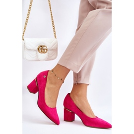 Escarpins à talons hauts en daim classiques avec embellissement Derren fuchsia rose 3