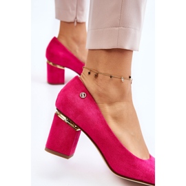 Escarpins à talons hauts en daim classiques avec embellissement Derren fuchsia rose 4