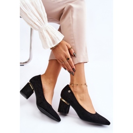 PS1 Escarpins à talons hauts en daim classiques avec embellissement Derren noir le noir 5