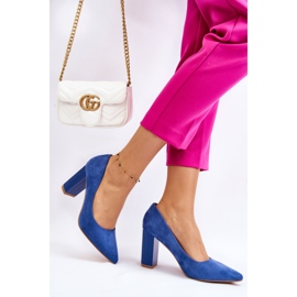 PS1 Escarpins à talons hauts en daim bleu Estellia 3