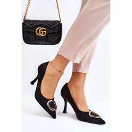 PS1 Talons hauts élégants avec une décoration précieuse noire à la mode 2