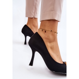 PS1 Talons hauts élégants avec une décoration précieuse noire à la mode le noir 6