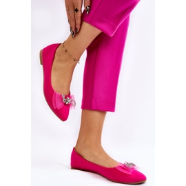 PS1 Ballerines Femme Col V Nœud Décoratif Fuchsia Lumineux rose 5