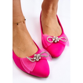 PS1 Ballerines Femme Col V Nœud Décoratif Fuchsia Lumineux rose 6