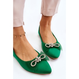 PS1 Ballerines Pointues Femme Avec Nœud Décoratif Vert Lumineux 5