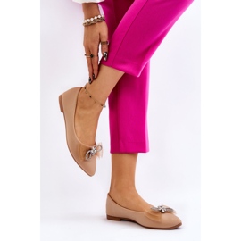 Ballerines Pointues Femme Avec Nœud Décoratif Beige Foncé Lumineux 3