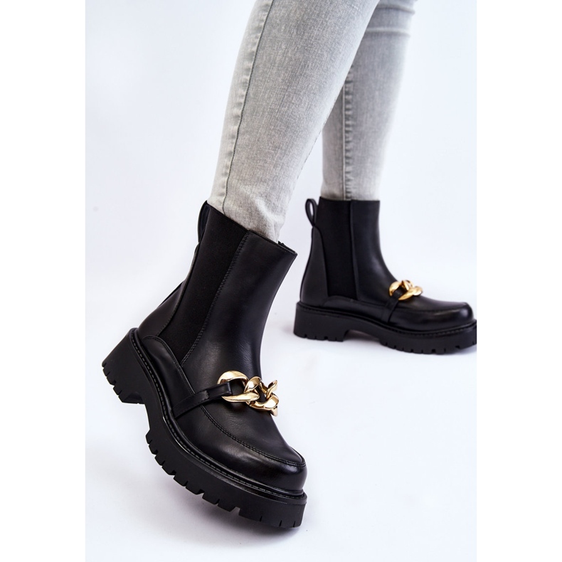 PG1 Bottes Chaudes Femme Avec Décoration Devant Noir Tilda le noir 2