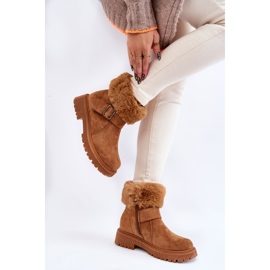 PG1 Camel Conquer Bottes zippées en daim avec fourrure pour femme brun 2