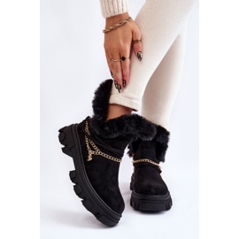 PM1 Bottes Femme En Daim Avec Chaîne Décorative Noir Respecto le noir 1