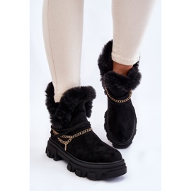 PM1 Bottes Femme En Daim Avec Chaîne Décorative Noir Respecto le noir 5