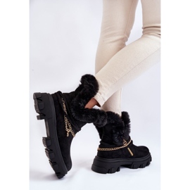 PM1 Bottes Femme En Daim Avec Chaîne Décorative Noir Respecto le noir 4