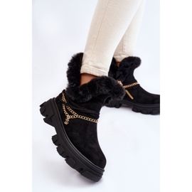 PM1 Bottes Femme En Daim Avec Chaîne Décorative Noir Respecto le noir 2