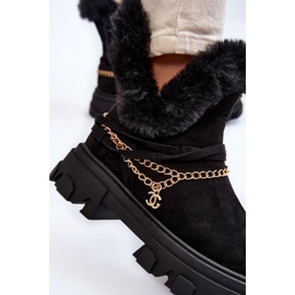 PM1 Bottes Femme En Daim Avec Chaîne Décorative Noir Respecto le noir 6