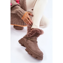 PM1 Bottines en Daim pour Femme avec Chaîne Décorative Marron Clair Respecto brun 5