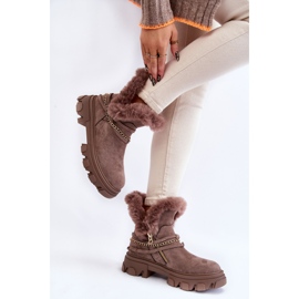 PM1 Bottines en Daim pour Femme avec Chaîne Décorative Marron Clair Respecto brun 3